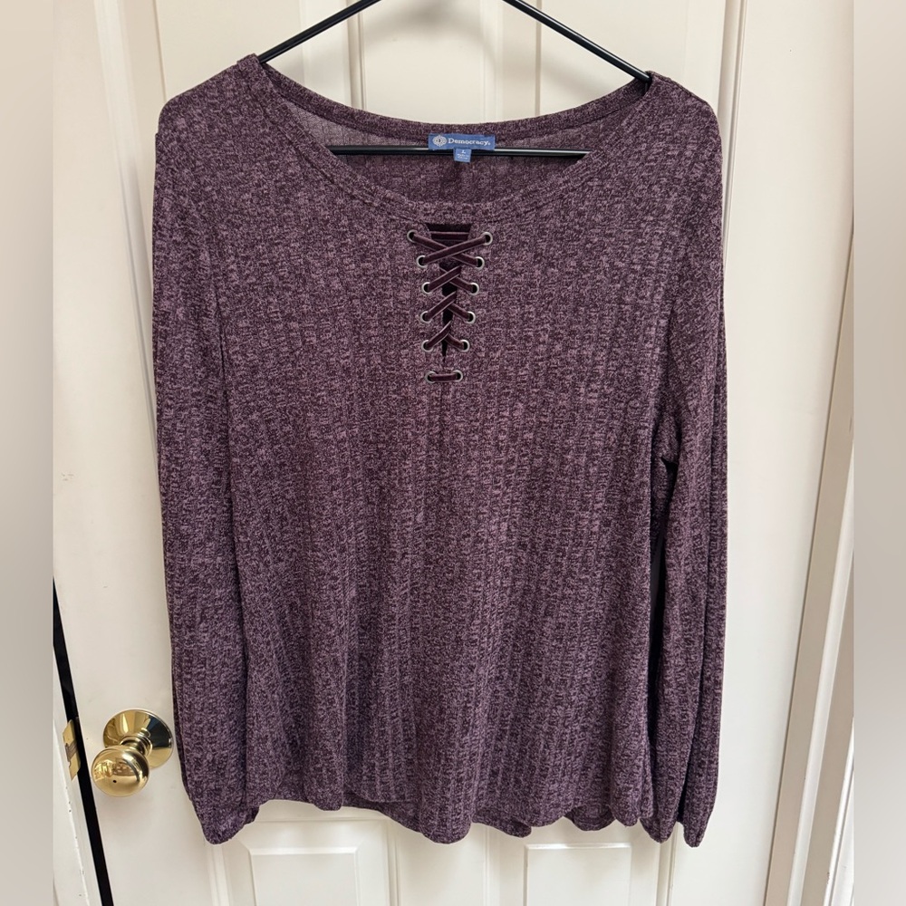 Purple Heathered Democracy Sweater